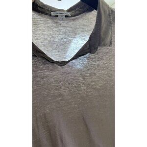 James Perse Polo Shirt Mens Size 4 US XL Linen Cotton Paper Thin V Neck Rare!